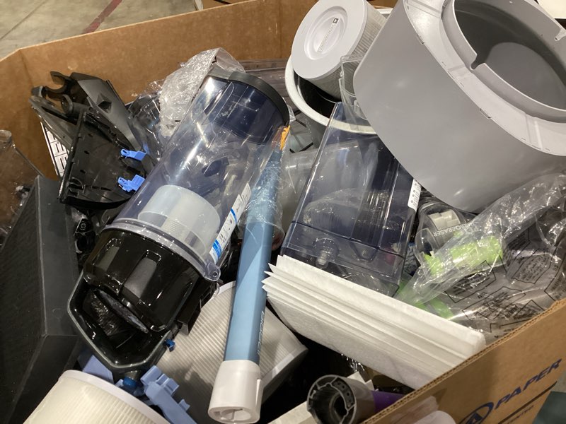 Condition photo showing As Is for pallet lot, assorted of home appliances parts (blenders, vacuum cleaner, electric pots , filters etc.)