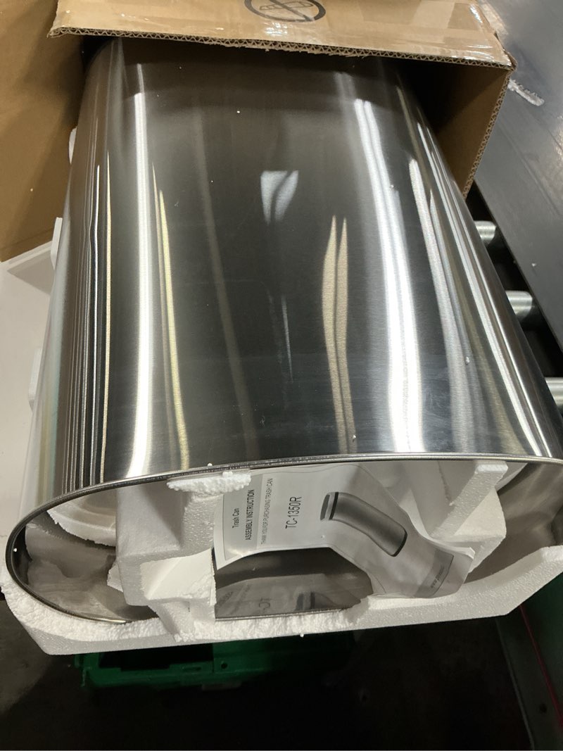 Condition photo showing New/Like New for BestOffice | 13 Gallon Trash Can with Lid | Automatic Touchless Garbage Can | Odor Control | Modern Oval Design | Easy to Clean | Stainless Steel | Fits Any Kitchen, Bathroom, Office or Home Stainless Steel Stainless Steel