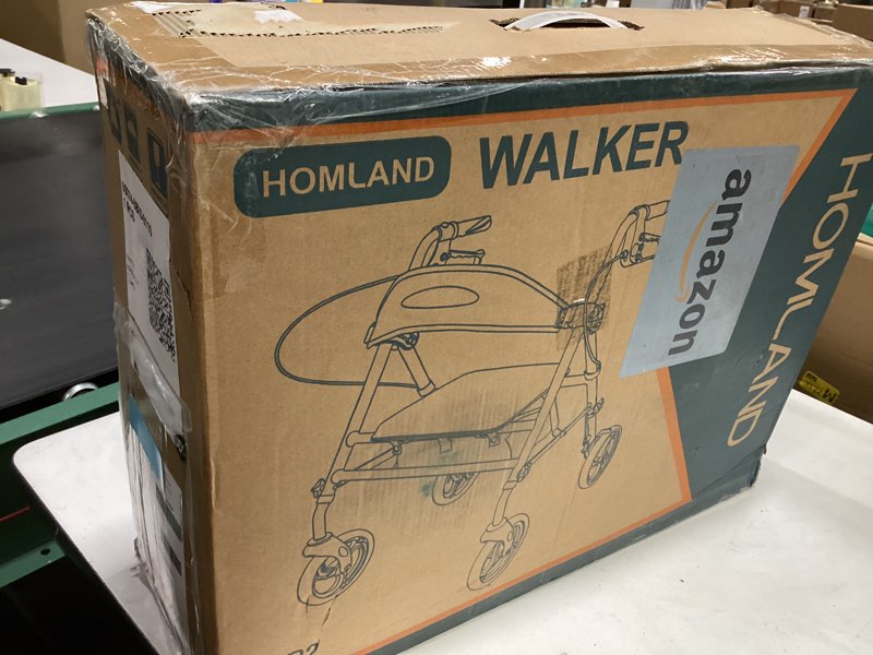 Condition photo showing New/Like New for HOMLAND Foldable Rollator Walkers with Seat for Seniors, 8'' Big Wheels, 350 lb. Weight Capacity, Adjustable Handles and Seat Height, Lightweight Rolling Walker, Red