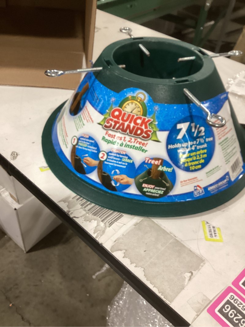 Condition photo showing Good Condition for Quick Stands 7.5 Poly Tree Stand - Fast Setup - Holds 7.5' Tree with 4" Trunk - Holds 1.5 Quarts