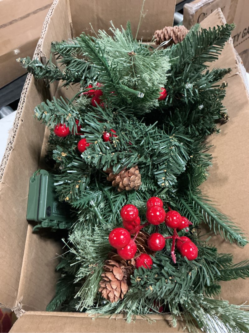 Condition photo showing As Is for 2 Pack Pre-lit Artificial Christmas Trees with Multi-Color Lights, Timer, 30 Inch Battery Operated Lighted Porch Christmas Trees Outdoor Holiday Decorations for Entrance Pathway Front Door Yard