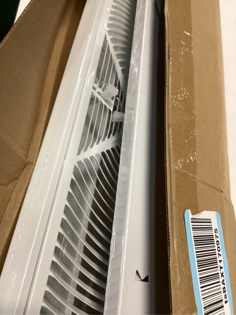 Condition photo showing Good Condition for 2 pack 24 inch baseboard register vent white baseboard register duct opening size vent covers, adjustable baseboard air diffuser for home floor wall corner baseboard air cover 24 inch white