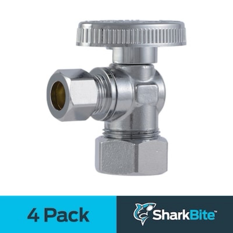 sharkbite 1/2-in compression x 3/8-in od compression brass quarter turn stop angle valve