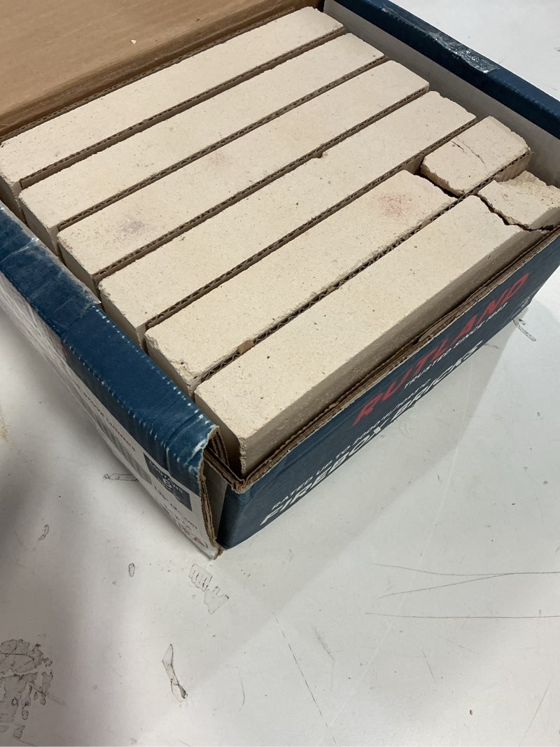 Condition photo showing As Is for Rutland Fire Bricks, Firebricks for Wood-Burning Fireplaces & Woodstoves, Heat Rated for Residential Use, Ivory, Case of 6 Ivory 2000f Bricks