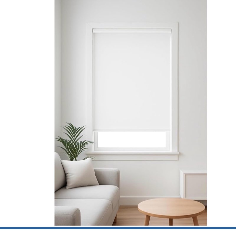 roller shade blackout blind for windows/room darkening uv protection window blinds for home and office (white,