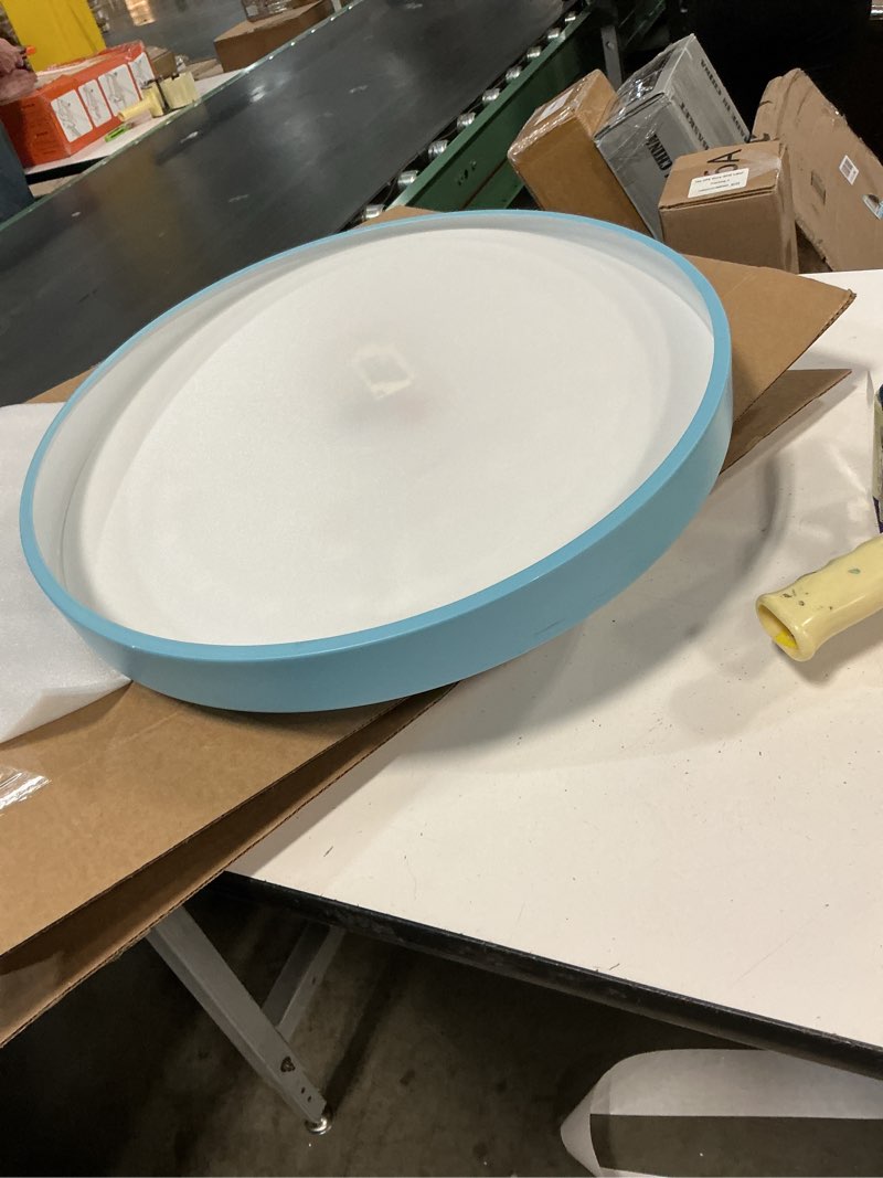 Condition photo showing As Is for Modern Simple LED Ceiling Light,48W 6000K Soft White Light 4000LM,Energy-Saving Flush Mount Light Fixtures, Ceiling Lamp for Bathroom Kitchen Basement Utility Room Silver 15.7in/48W