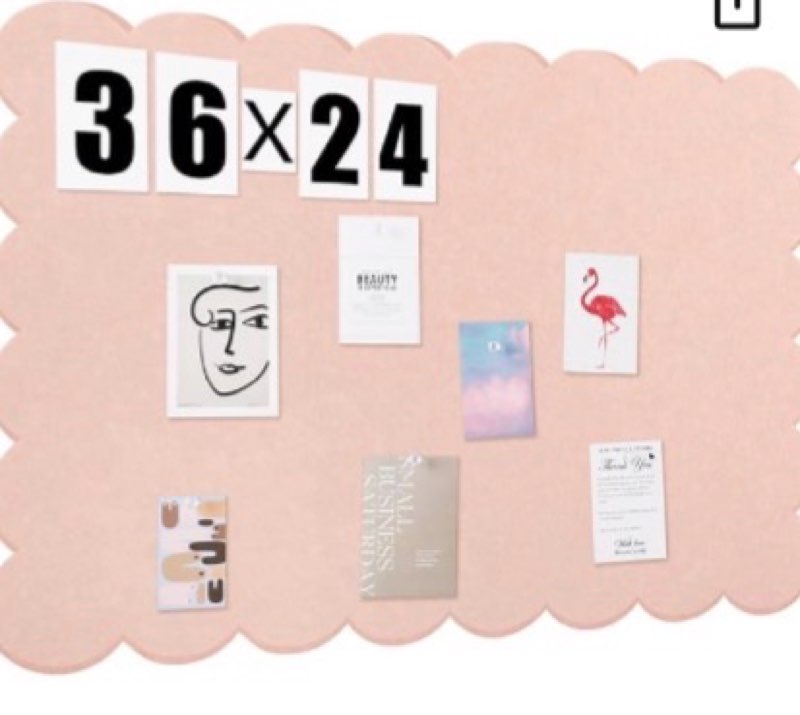 Scalloped Felt Bulletin Board 36 x 24 Inches Foldable Beige Pin Cork Board Alternative for Wall, 3' x 2' Trifold Picture Vision Self Adhesive Bulletin Decorative