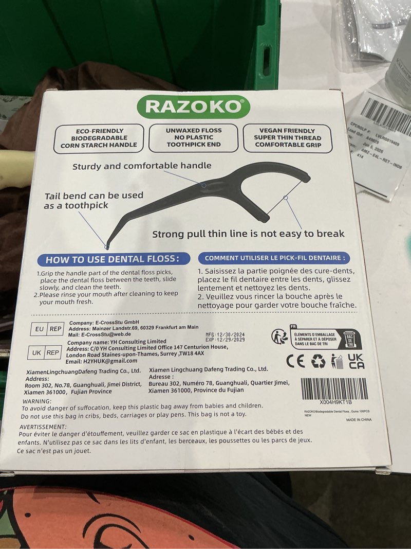 Condition photo showing New/Like New for biodegradable dental floss picks - easy glide for fresh breath and healthy gums 100 foot (pack of 2)