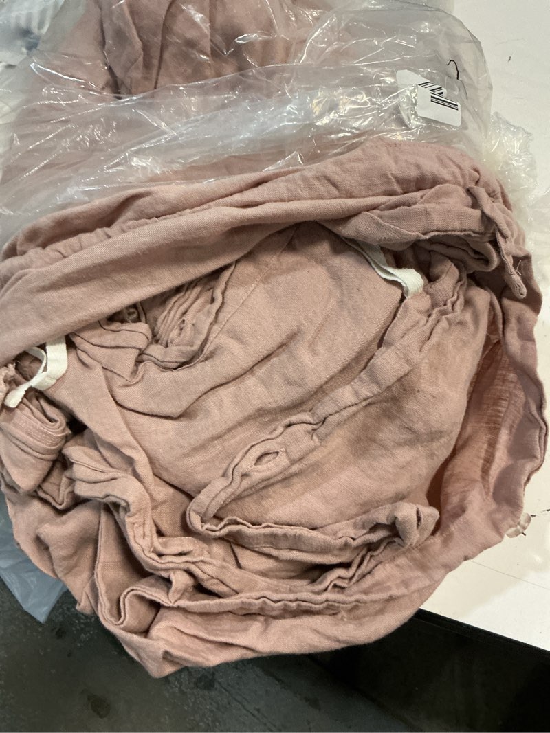 Condition photo showing As Is for european linen duvet cover set, king/cal king, dusty mauve