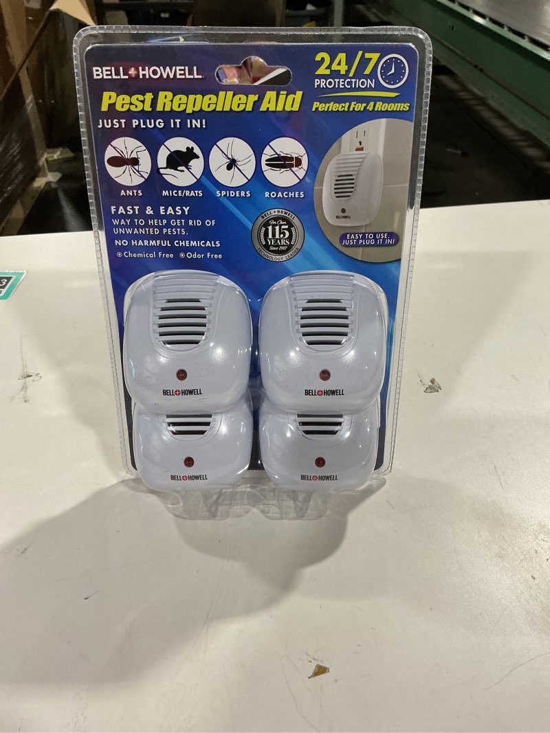 Condition photo showing New/Like New for Upgraded 2024 Ultrasonic Pest Repeller Indoor 4 Pk, Mice Repellent Indoor Home Kit, DIY Pest Control at Home, Plug in Spider Repellent Indoor Rodent Repellent, Bug, Insect & More, Family and Pet Safe