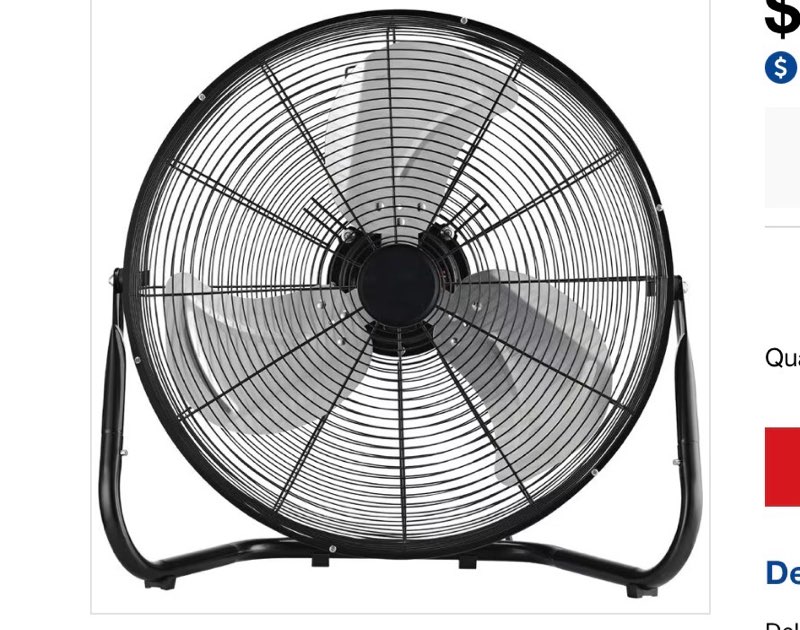 Lifesmart Floor Fan with 3 Speed Settings & Adjustable Tilt - Black