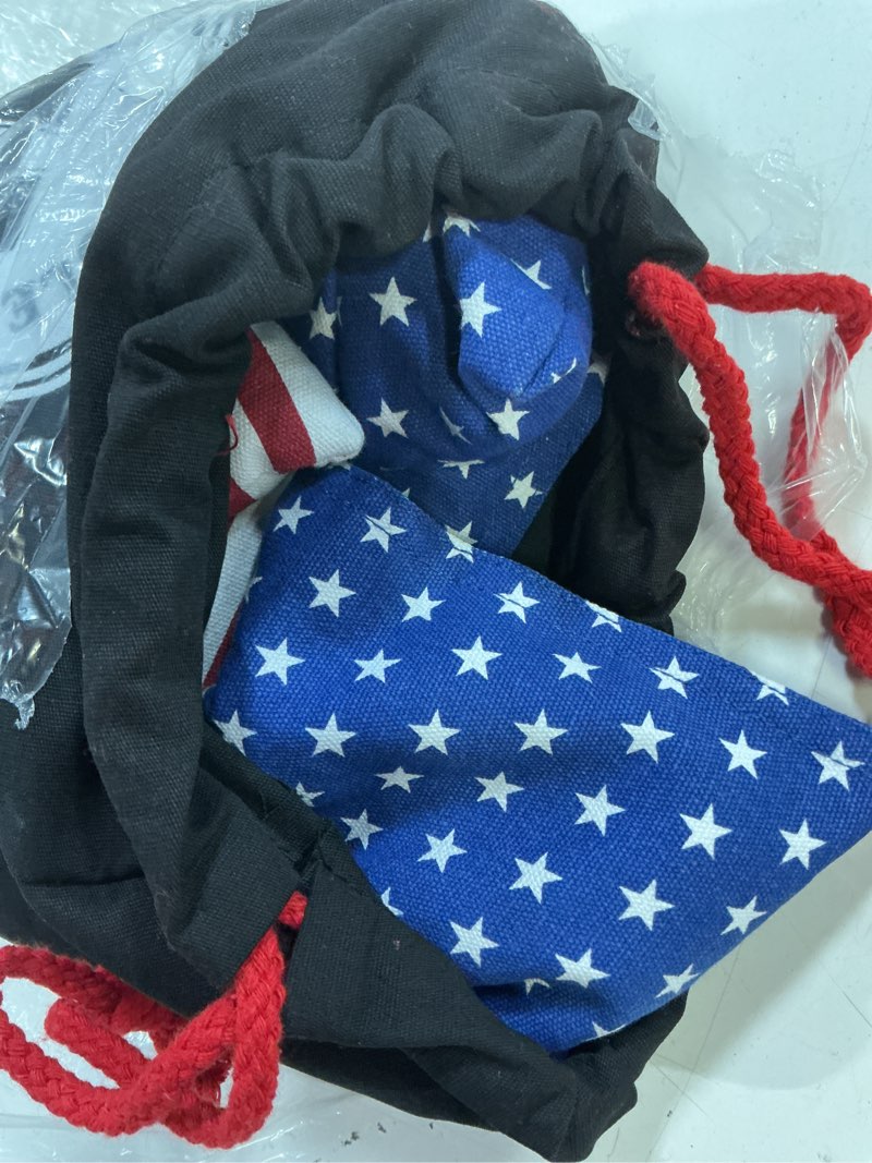 Condition photo showing As Is for gosports official regulation cornhole bean bags set of 8 – for competitive cornhole games - all weather - american stars and stripes or red and blue