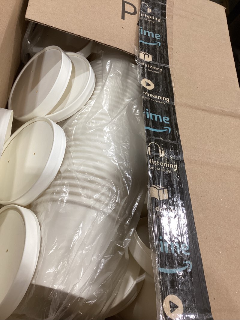 Fulmoon 100 Pack Paper Soup Containers with Lids Disposable Paper Food Containers with Vented Lid Kr