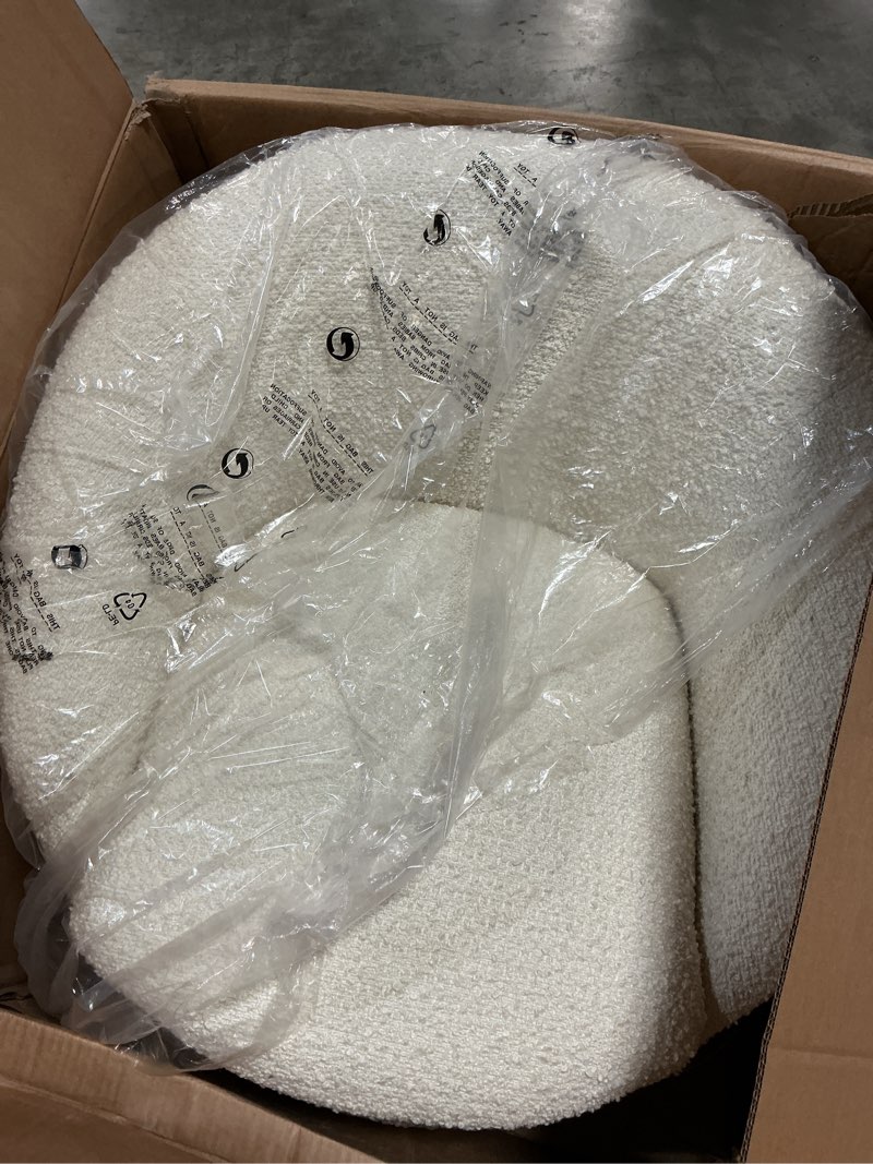 Condition photo showing Good Condition for roundhill furniture winnie modern 360° swivel fabric barrel chair, white