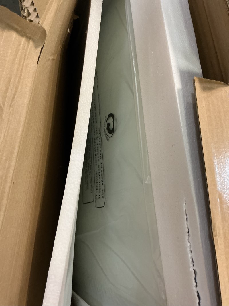 Condition photo showing Good Condition for 28x32 inch silver framed mirror, silver rounded rectangle bathroom vanity mirror for wall, silverish painted, shatterproof, anti-rust (horizontal/vertical) silver 32"l x 28"w