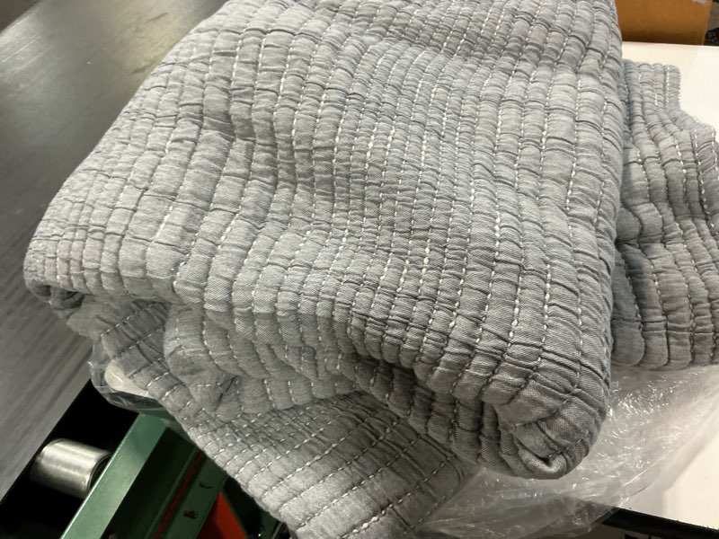 Condition photo showing As Is for dnu | organic cotton channel stitch coverlet set, king/cal king, blue