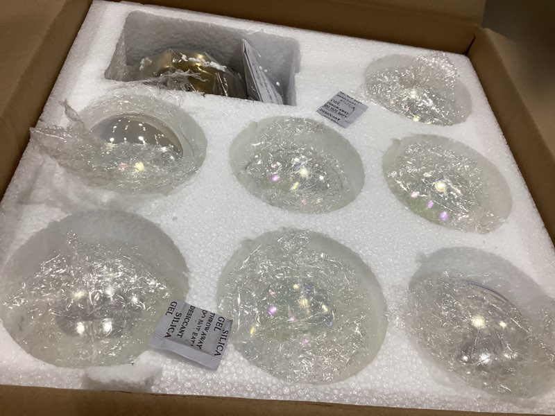 Condition photo showing Good Condition for goyeel semi flush mount ceiling light gold, colorful bubble light fixture kitchen 17.7in mid century modern chandelier small glass with 13 globe for kid room girls room foyer living room gold colorful glass 18in glass