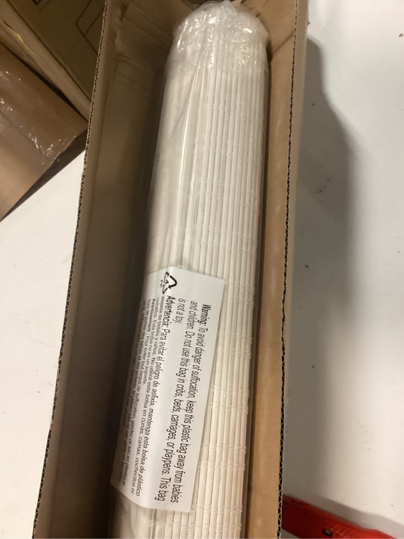 Condition photo showing Good Condition for lazblinds no tools no drill cordless bamboo roman shades, light filtering window treatment, roll up bamboo blinds for window 33'' w x 64'' h, ceylon vintage white ceylon vintage white 33'' w x 64'' h