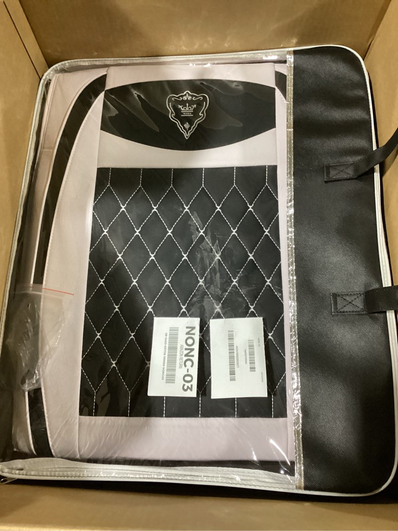 Condition photo showing Good Condition for car seat covers full set, super luxurious heavy duty waterproof leather automotive vehicle cover for cars suv pick-up truck, universal non-slip black white seat car accessories (full set/white)
