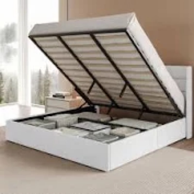 Braya Hydraulic Lift Up Storage Upholstered Platform Bed