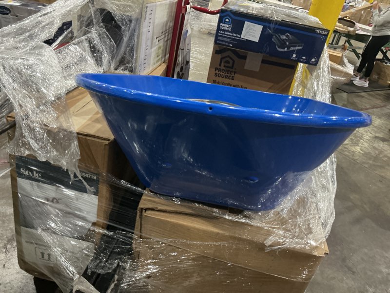 Condition photo showing As Is for kolbalt 7 cu ft heavy duty steel wheelbarrow 