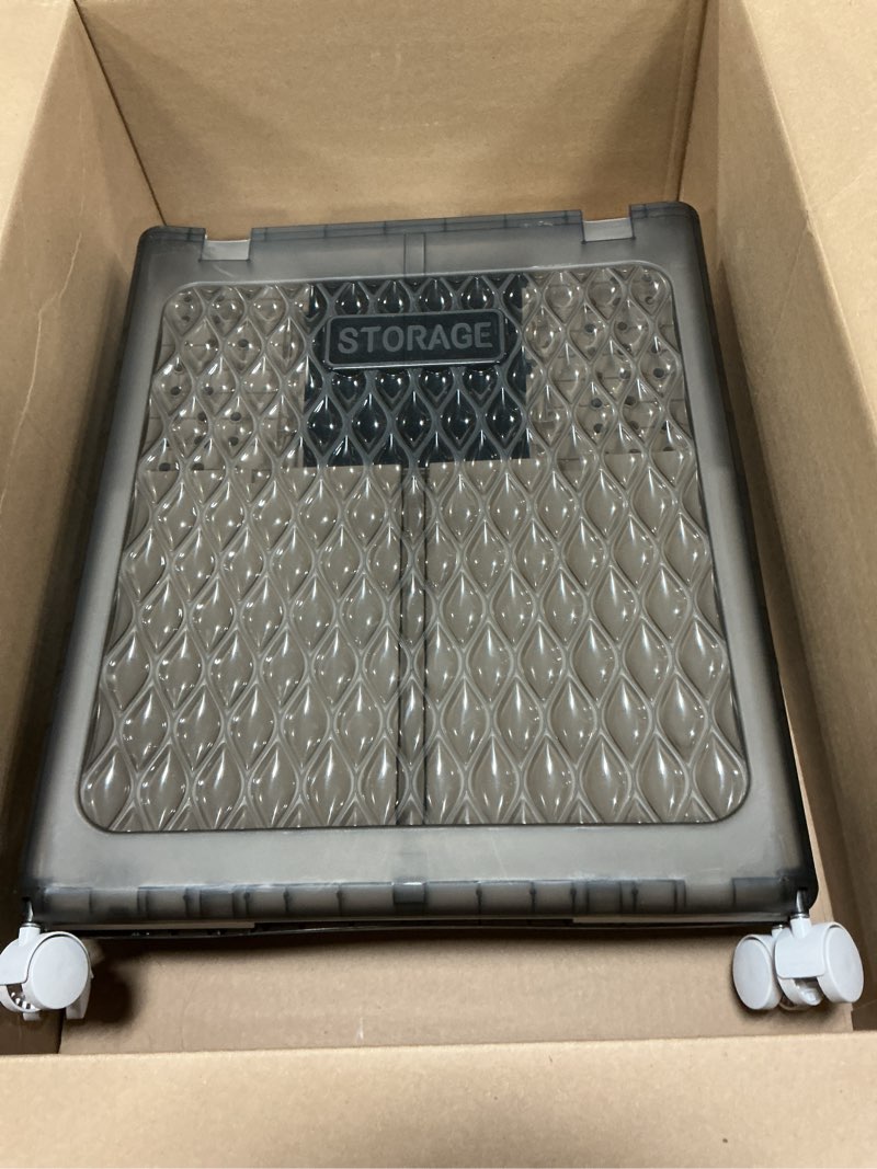 Condition photo showing As Is for 84 QT Laundry Hamper with Wheels and Lid, Foldable Rolling Clothes Basket for Small Spaces, Laundry Bin and Storage Organizer for Laundry, Bathroom, Bedroom, Gym Room, Toys, Blankets(Black, 80L) Black 80L