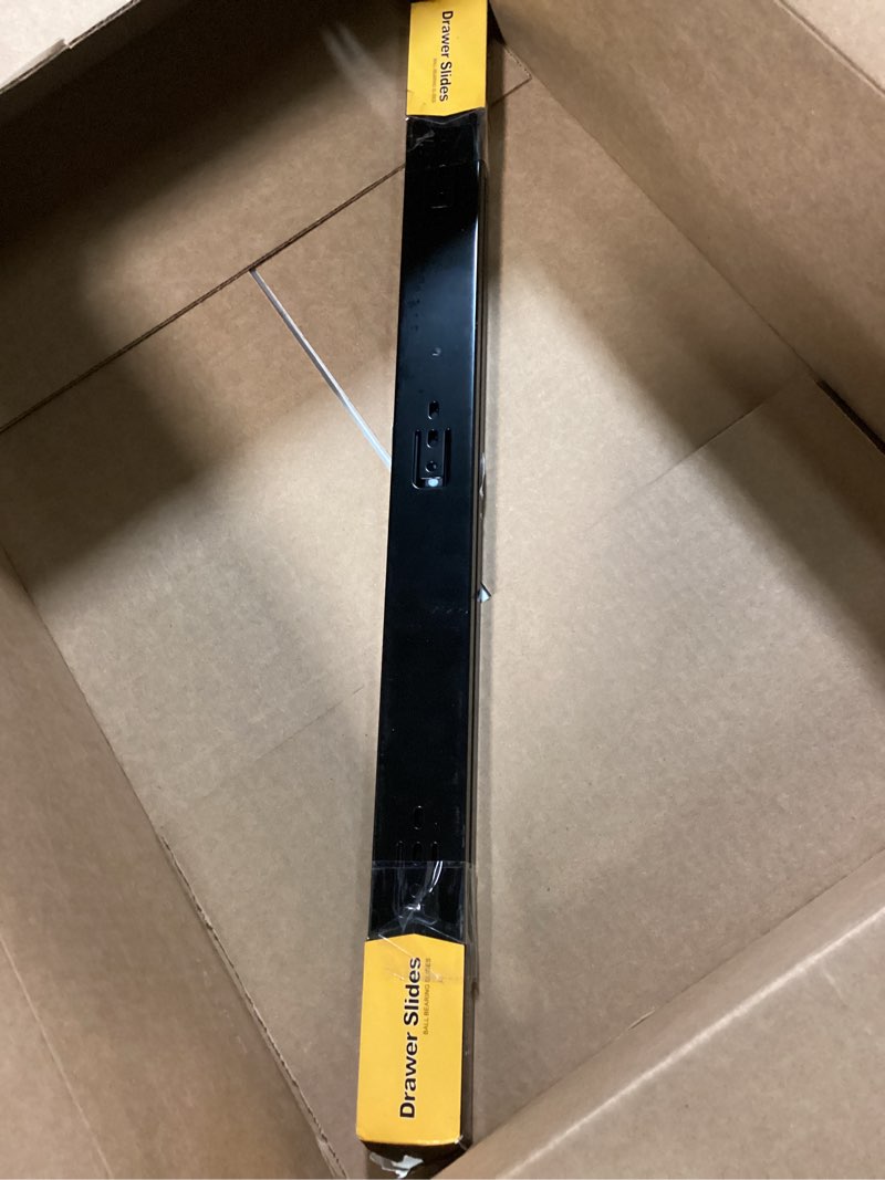 Condition photo showing Good Condition for drawer slides 1 pair full extension 10 12 14 16 18 20 22 24 inch side mount rails dresser cabinet bracket replacement ball bearing tracks guide metal runner 100 lb (basic-1 pair, 24 inch) 24 inch basic-1 pair