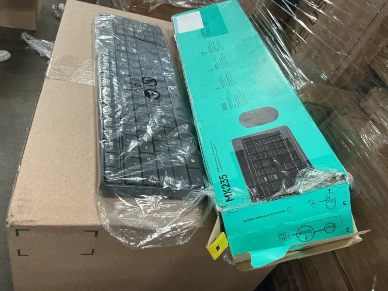 Condition photo showing As Is for logitech mk235 wireless keyboard and mouse combo for windows, 2.4 ghz wireless unifying usb receiver, 15 fn keys, long battery life, compatible with pc, laptop