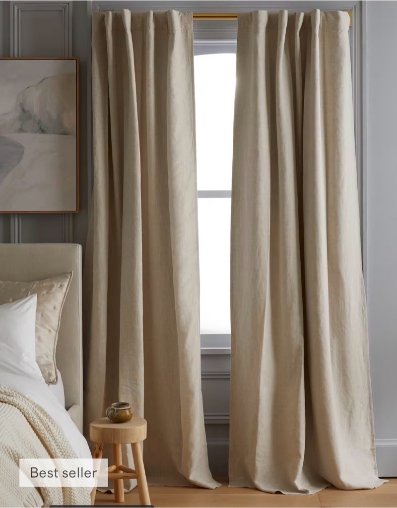quince european linen blackout curtain 48”x96” flax