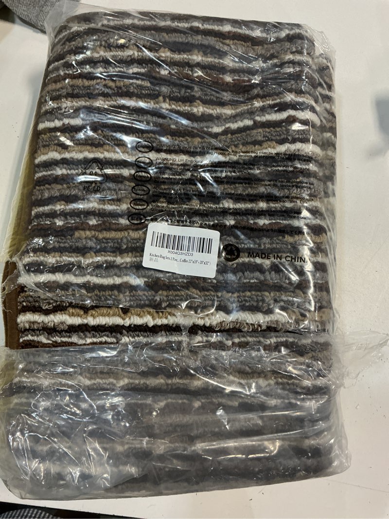 Condition photo showing New/Like New for kitchen rugs sets of 2-non slip kitchen mats for floor-thick stain resistant vintage kitchen floor mat runner carpet for hallways entryway laundry room washable?brown 22"x59"+20"x32"?