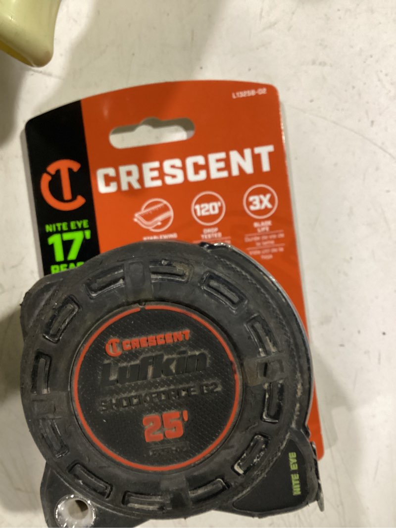 Condition photo showing Good Condition for crescent lufkin orange shockforce nite eye 25-ft tape measure