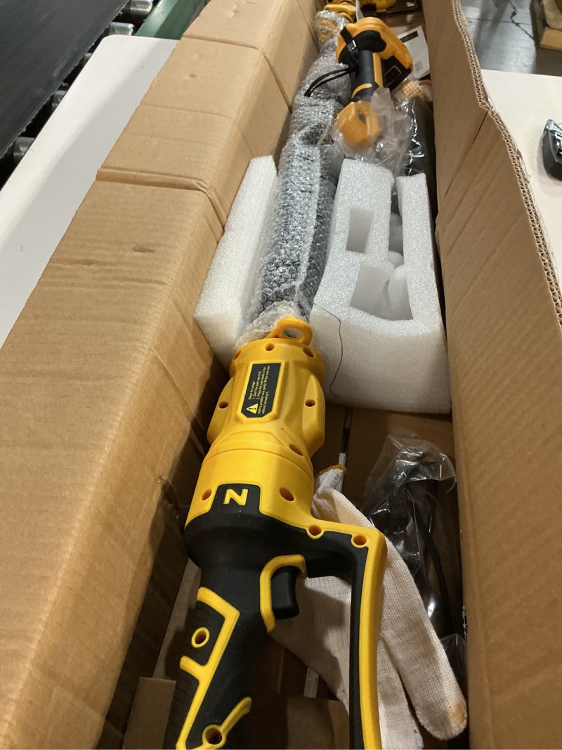 Condition photo showing Good Condition for buyjoy 4-in-1 electric pruning shears & 6 inch pole saw combo, 1.8" cutting diameter cordless pruner, 2×4.0ah batteries, adjustable branch cutter for tree trimming and garden pruning yellow