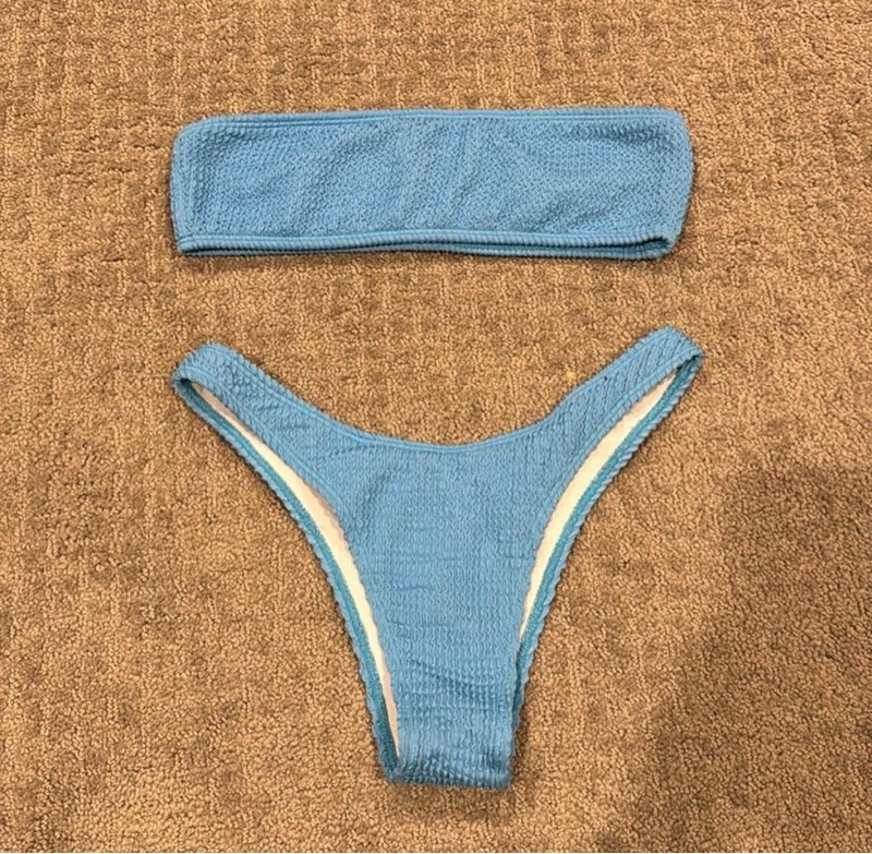 Blue Bandeau Strapless Bikini size XL