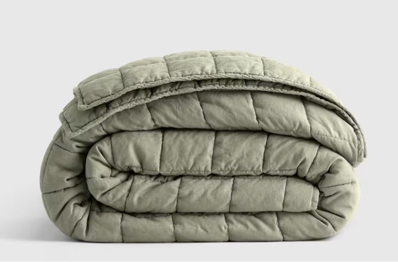 quince european linen box quilt in willowleaf queen