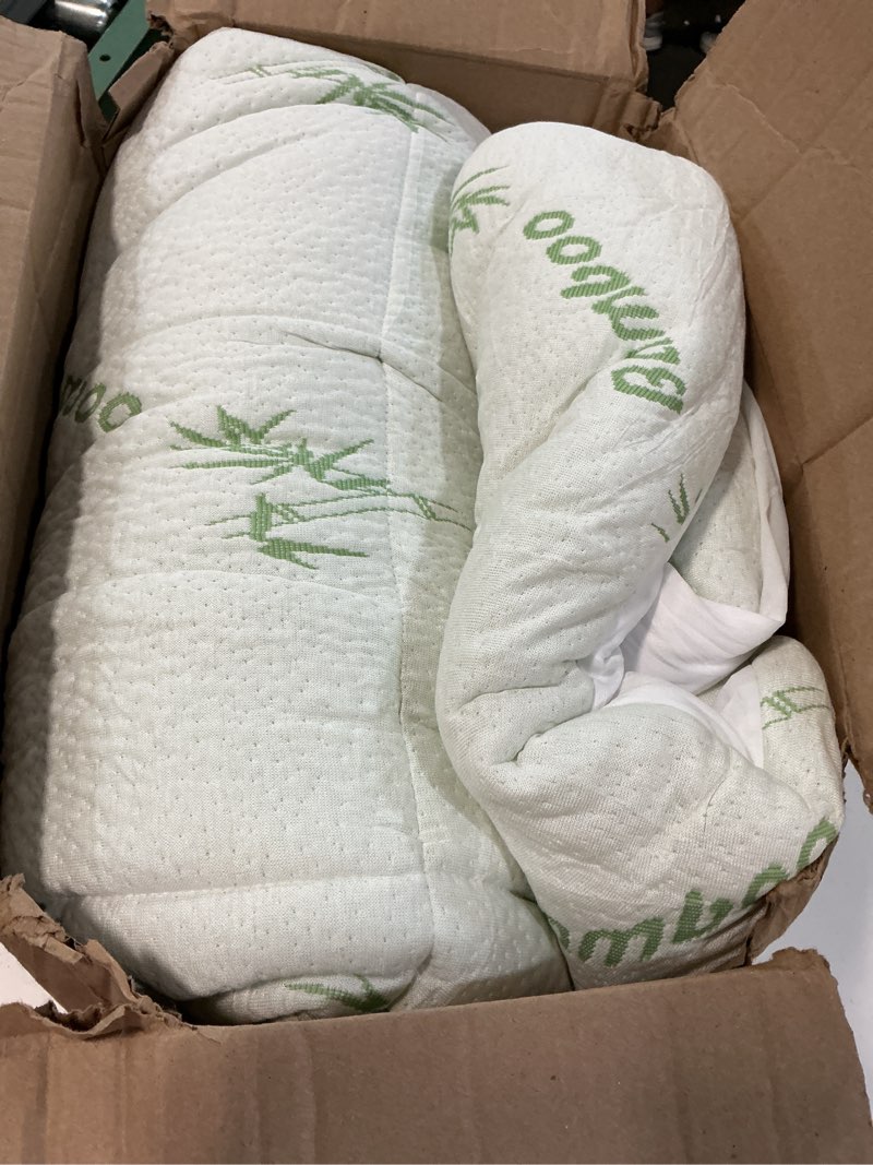 Condition photo showing Good Condition for ultra soft queen size mattress topper - viscose made from bamboo pillow top mattress pad for back pain relief - naturally cooling for hot sleepers, green green queen