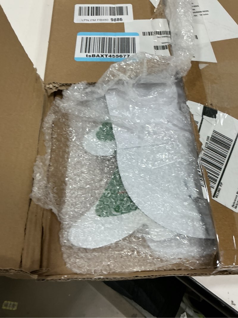 Condition photo showing As Is for Glitzhome Metal Christmas Santa Snowman Tree Stake 3 Pack Outdoor Yard Holiday Décor, 24" H, Multico