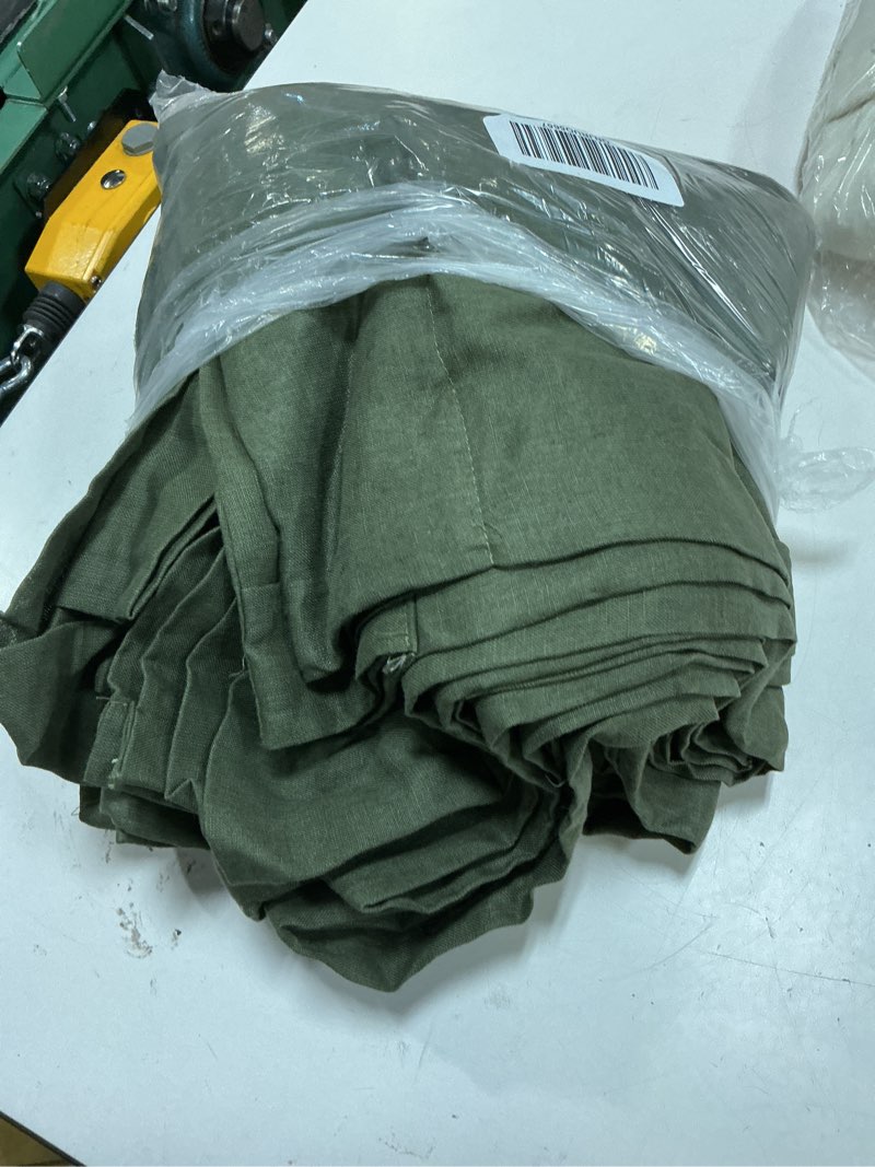 Condition photo showing As Is for european linen curtain - single panel, 96x108, hunter green