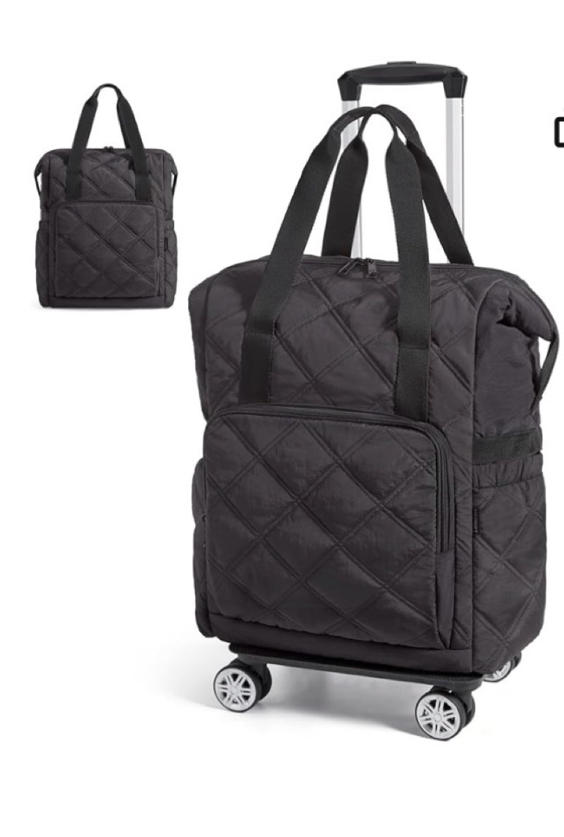 bagsmart rolling duffle bag with wheels, 35l carry on travel bag with detachable wheels, pvc wet poc