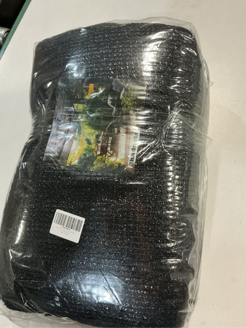 Condition photo showing As Is for 70% black shade cloth with grommets, 20'x20' garden shade cover from sun for plant, greenhouse, perg