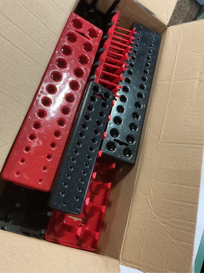 Condition photo showing Good Condition for 6pcs socket organizer tray set, red sae & black metric socket storage trays, 1/4-inch, 3/8-inch & 1/2-inch drive deep and shallow socket holders for toolboxes 6pcs socket organizer (store 170 sockets)