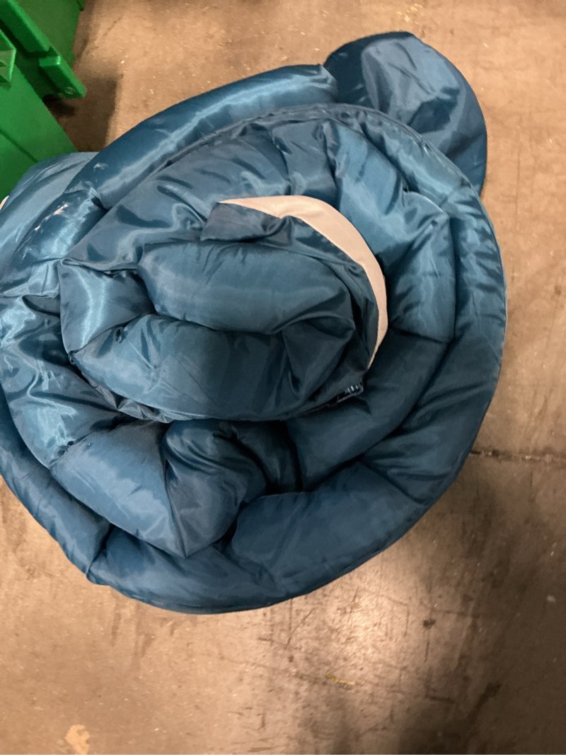 Condition photo showing As Is for ozark trail 35-degree cool weather rectangular sleeping bag, blue, 33"x77"