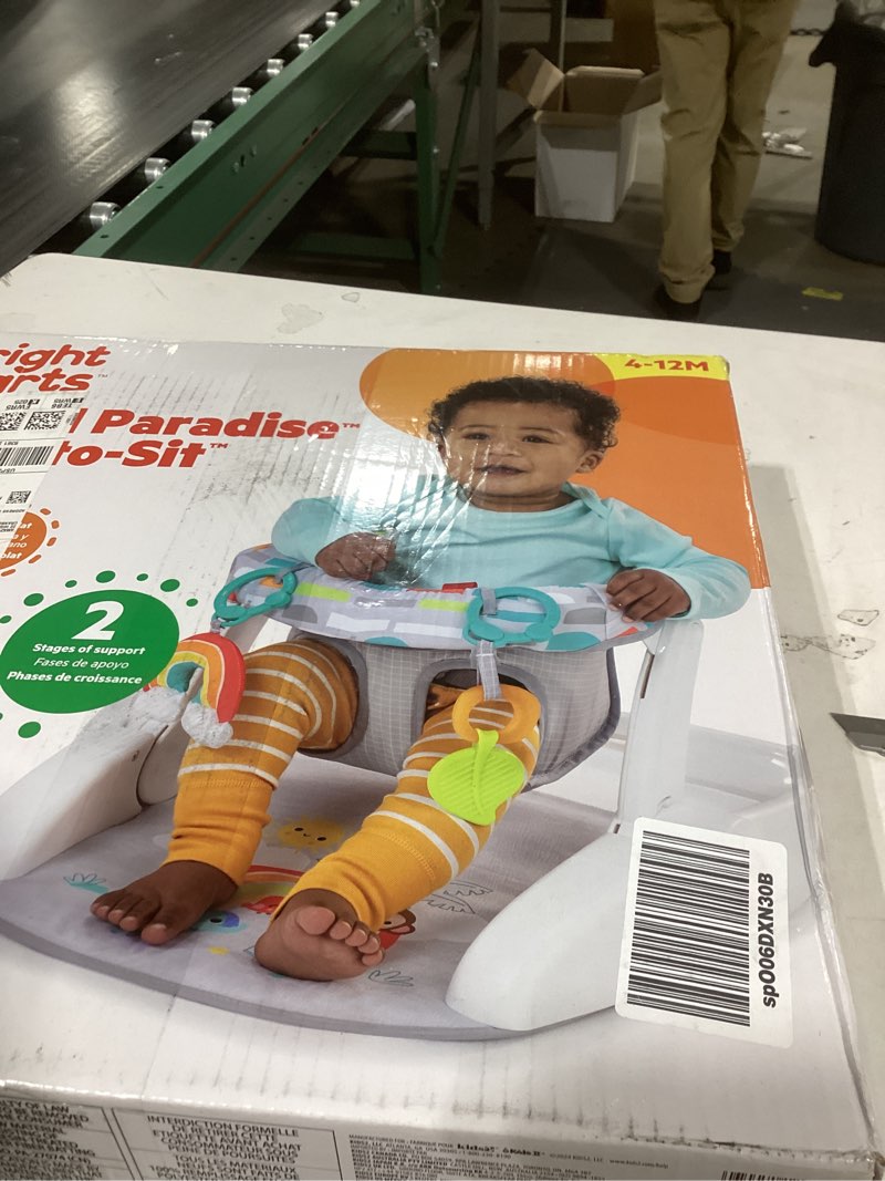 Condition photo showing New/Like New for Bright Starts Learn-to-Sit Baby Floor Seat, 2-Positions Grow with Infant, Portable Baby Chair, Includes Sensory Toys, Unisex, 4-12 Months, Playful Paradise Multicolored