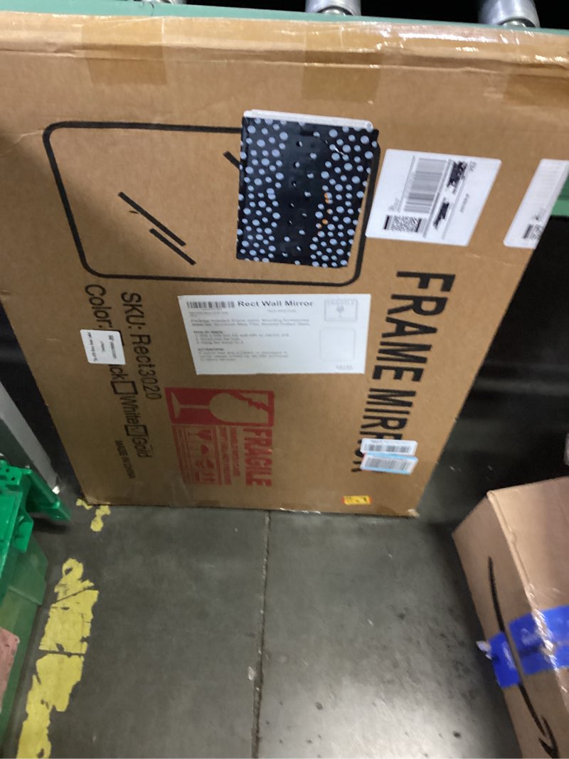 Condition photo showing New/Like New for delma bathroom mirror, black framed bathroom mirror for over sink, high-definition vanity mirror, versatile mirror for bathroom, hangs horizontally or vertically(30x20, gold) rect gold 30"l x 20"w