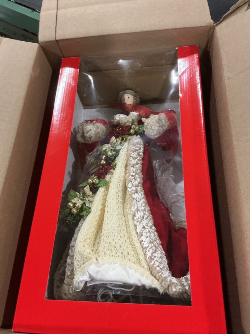 Kurt Adler UL2218 UL 10-Light 16" Red & Ivory Angel Treetop