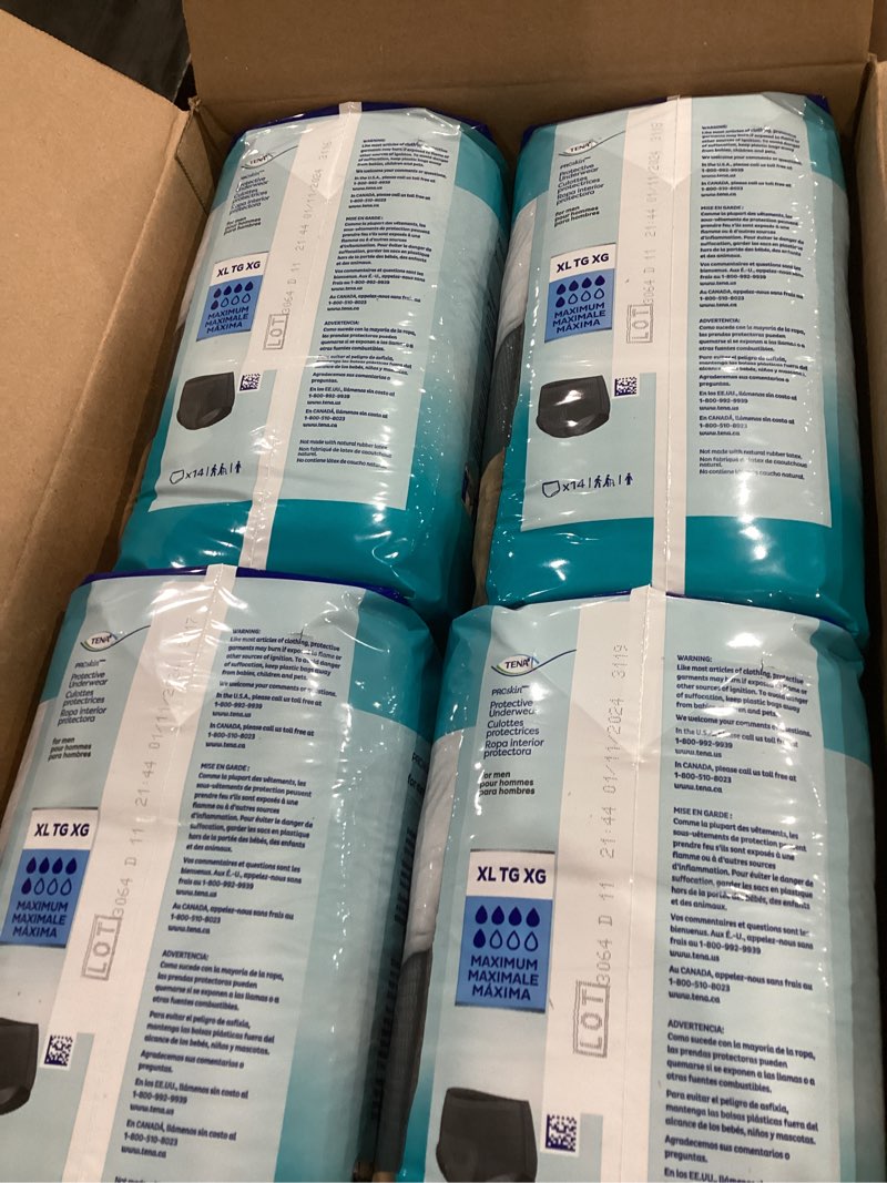 Condition photo showing New/Like New for Tena ProSkin Incontinence/Bladder Control Underwear for Men, Maximum Absorbency, Extra Large, 56 ct X-Large 56