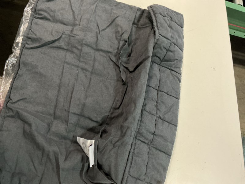 Condition photo showing As Is for quince european linen box quilted euro sham charcoal 26x26