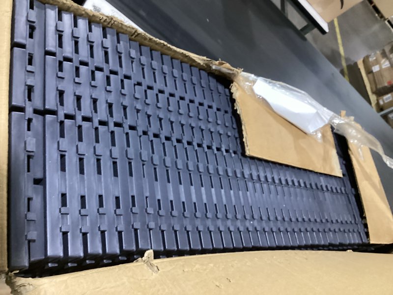 Condition photo showing As Is for neoaider decking tiles 44pcs, 12" x 12" waterproof outdoor patio flooring all-weather, 44 sq. ft plastic interlocking floor decking tile for garden porch poolside balcony backyard, dark grey 12" x 12" dark grey - crossed 44