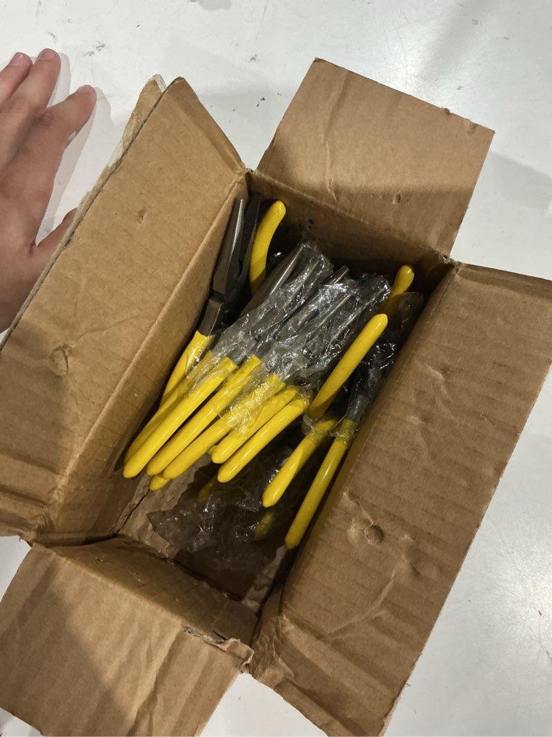 Condition photo showing Good Condition for 12 pcs needle nose pliers, 5 inch long nose pliers set with rubber handle mini spring loaded needle noses plier with side cutter for jewelry making, wire bending cutting, electronics craft