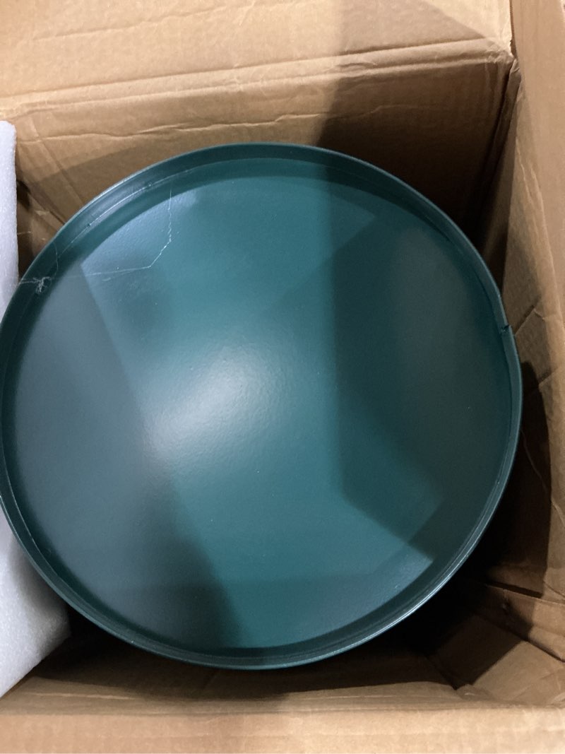Condition photo showing Good Condition for round outdoor 10 gallon capacity trash can with lid for dog waste station - rust free uv powder coated - designed to mount on any post or wall(green) green 10 gallon