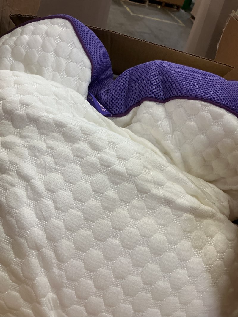 Condition photo showing As Is for HOMELAB Adjustable Shredded Memory Foam Pillows Queen Size, Cooling Bed Pillows for Sleeping with Removable Cover, Medium Pillows for Side Stomach & Back Sleepers, 2 Packs 20"x28" Queen(Pack of 2) White